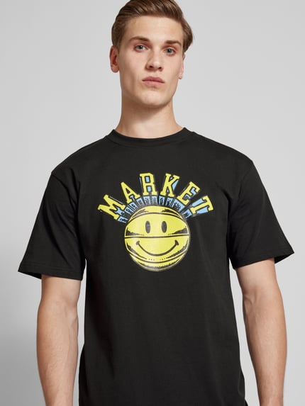 MARKET T-Shirt mit Rundhalsausschnitt Modell 'SMILEY' Black 3