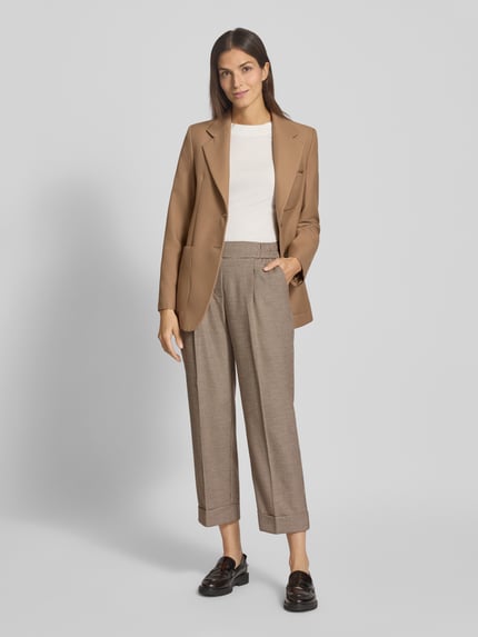 OPUS Broek met omslag en persplooien, model 'Maikito Pepita' Middenbruin - 1