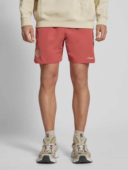 PROHIBITED Regular fit sweatshorts met labeldetail Rood - 4