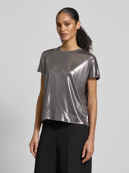 MOS MOSH T-shirt in leerlook, model 'Nicola' Lichtgrijs - 4