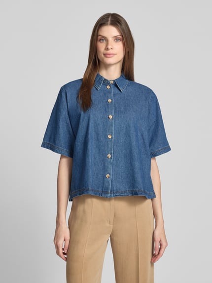Jake*s Collection Relaxed Fit Jeansbluse mit Knopfleiste Eisblau 4