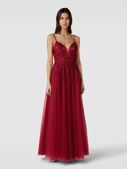LUXUAR FASHION Abendkleid mit Ziersteinbesatz Bordeaux 1