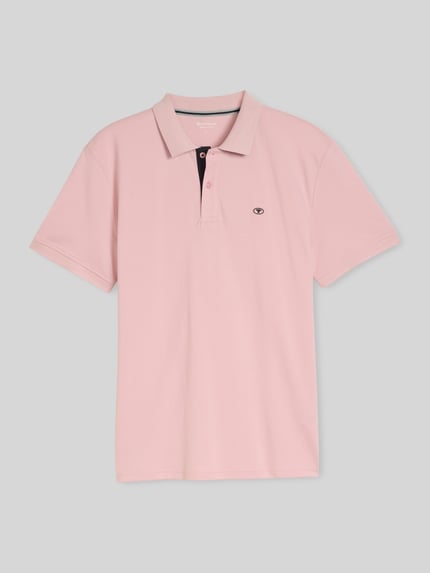 Tom Tailor Regular Fit Poloshirt aus reiner Baumwolle mit Logo-Stitching Pink 2