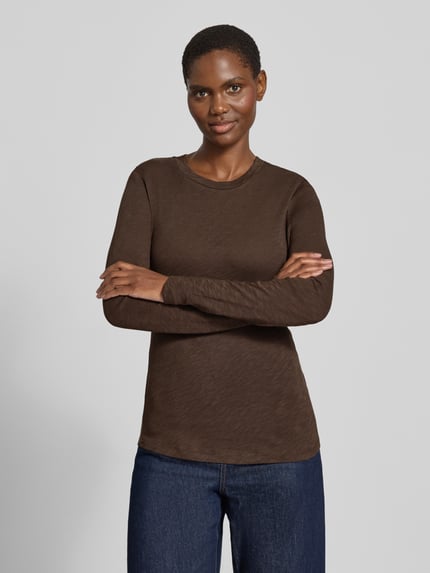 Marc O'Polo Langarmshirt mit abgerundetem Saum Dunkelbraun 4