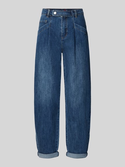 Produktfoto, blaue Regular Fit Barrel Jeans aus Baumwoll-Mix Modell 'Studio Pants' von Buena Vista, Damen Barrel Jeans, glatte Textur