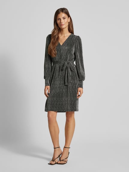 Selected Knielanges Kleid mit V-Ausschnitt Modell 'ANITA AGNETHE' Silber 1