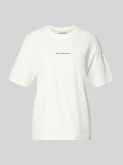 Produktfoto, Regular Fit T-Shirt aus reiner Baumwolle von Marc O'Polo Denim, Optik: Unifarben, Motiv-Print, Jersey, Kurzarm, Rundhals.