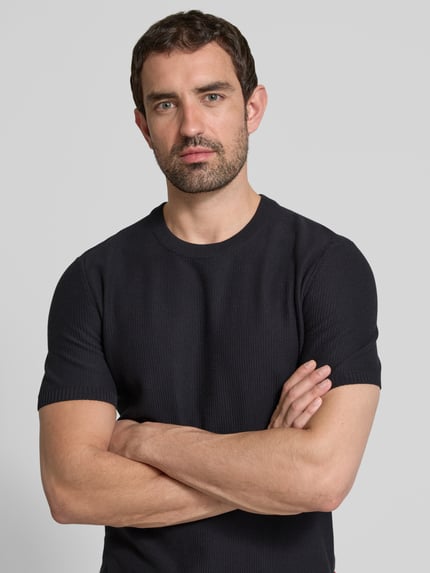 JOOP! JEANS T-Shirt mit gerippten Abschlüssen Modell 'Simoro' Marine 3