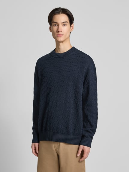 Selected Regular Fit Strickpullover aus reiner Baumwolle Modell 'PHILIP' Dunkelblau 4