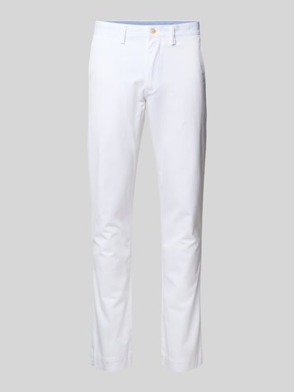 Produktfoto, Stoffhose mit französischen Eingrifftaschen von Polo Ralph Lauren, biała, Slim Fit, bawełna z elastanem, kieszenie, zamek, guziki
