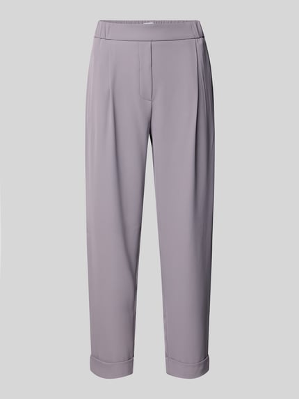 Jake*s Collection Spodnie materiałowe o kroju tapered fit z zakładkami w pasie Lawendowy 2
