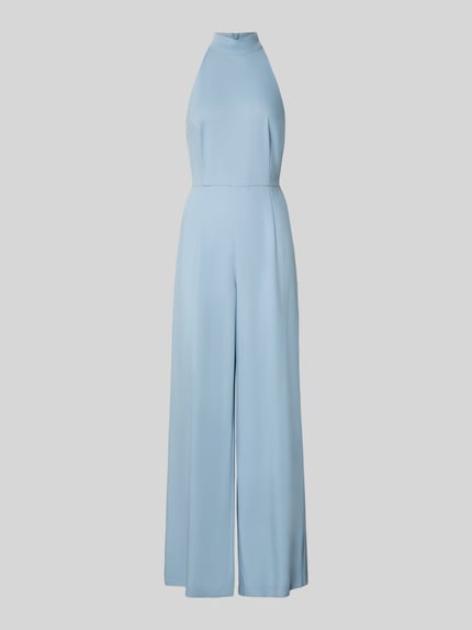 Produktfoto, Jumpsuit mit Neckholder-Oberteil - curated by Vicky Heiler von SIC, jasnoniebieski, krój regular fit, taliowany, szerokie nogawki, robiące zakładki, bez rękawów, zamek, stójka, długość tyłu w rozmiarze 36: 42 cm, szerokość w rozmiarze 36: 42 cm, długość całkowita w rozmiarze 36: 160 cm, długość wewnętrzna nogawki w rozmiarze 36: 80 cm