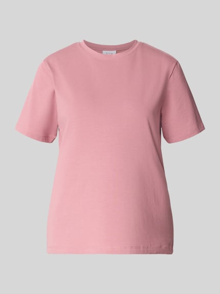 Produktfoto, T-Shirt mit Rundhalsausschnitt Modell 'NORA' von VILA aus Baumwoll-Elasthan-Mix, Regular-Fit, Farbe Rosa, Rückenlänge 60 cm bei Größe S