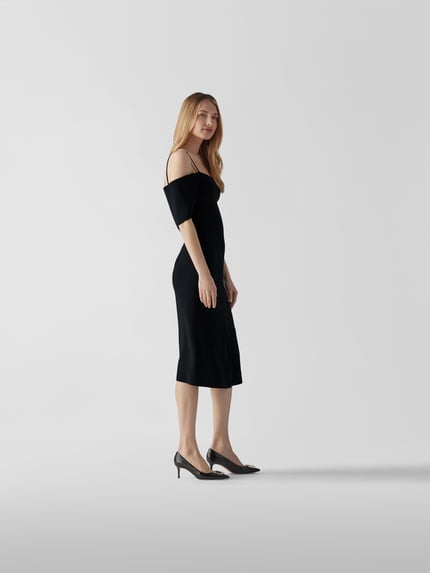 Victoria Beckham Midikleid mit Carmen-Ausschnitt Black 4