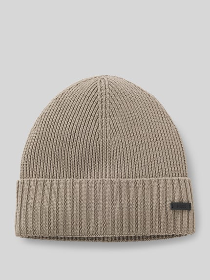 BOSS Mütze aus Wolle mit Logo-Patch Camel 1