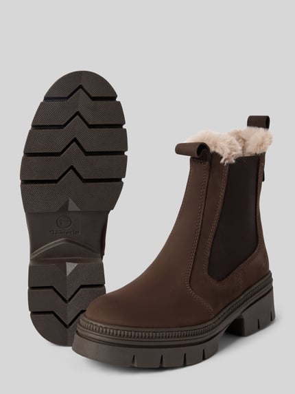 Tamaris Chelsea Boots mit Lammfellfutter aus Rindsvelours Dunkelbraun 4