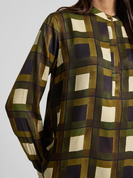 0039 Italy Overhemdblouse van viscose met maokraag, model 'JANE' Kaki - 3
