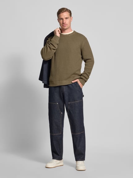 HUGO Regular Fit Strickpullover aus reiner Baumwolle Modell 'SRIBBEN_1' Mittelgrau 1