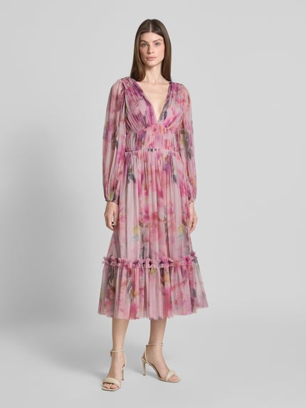 Lace & Beads Cocktailkleid mit V-Ausschnitt Rosa 1