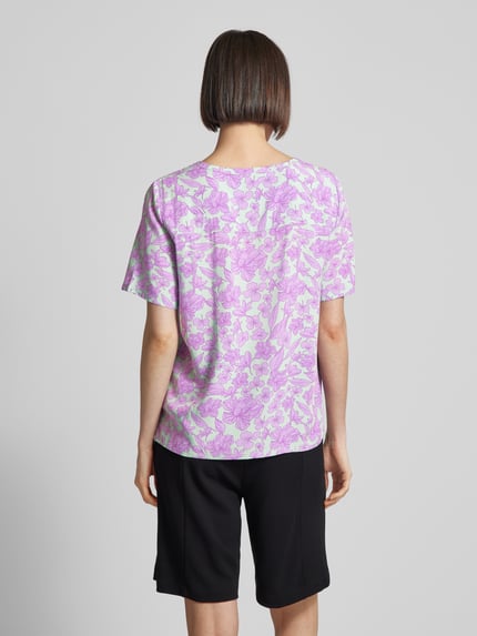 Montego Blouse met bloemenmotief en V-hals Mintgroen - 5