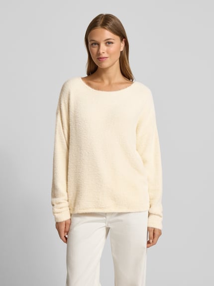 s.Oliver BLACK LABEL Sweter o kroju regular fit z dzianiny z dodatkiem wiskozy Piaskowy 4