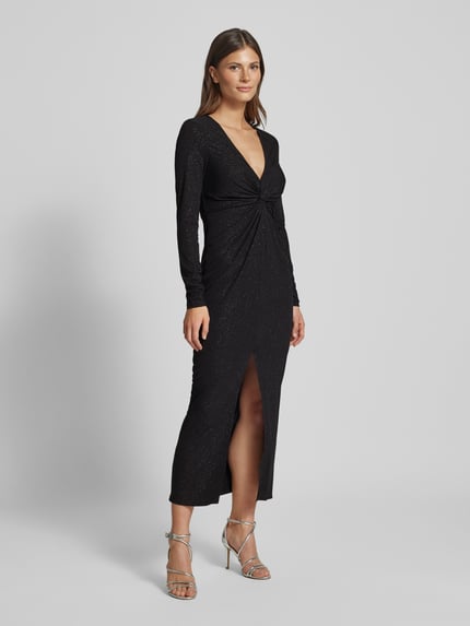 Jake*s Cocktail maxi-jurk met diepe V-hals en met siersteentjes Zwart - 1