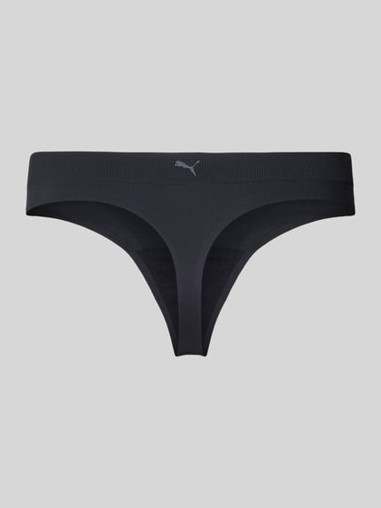 Productfoto, String mit Logo im 2er-Pack van PUMA, zwarte kleur, nauwsluitend, elastische band, materiaalmix met stretch, set van 2