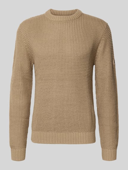 JACK & JONES Strickpullover mit gerippten Abschlüssen Modell 'LINK' Beige 2