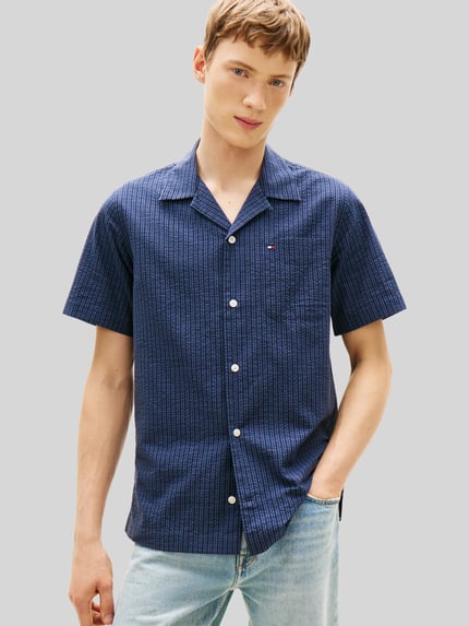 Tommy Hilfiger Koszula z krótkim rękawem z kołnierzem z połami Granatowy 4
