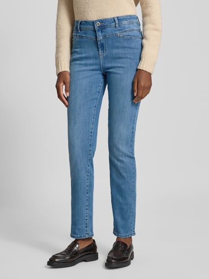 Christian Berg Woman Jeansy o kroju slim fit z kieszeniami z tyłu Jeansowy niebieski 4