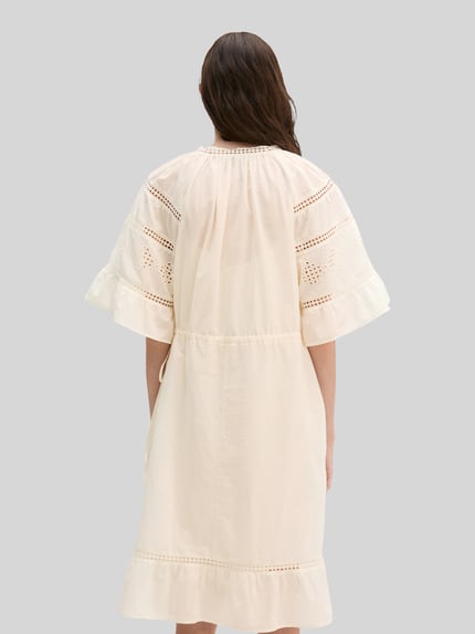 Marc O'Polo Loose Fit Freizeitkleid aus reiner Baumwolle mit Lochstickerei Weiss 5