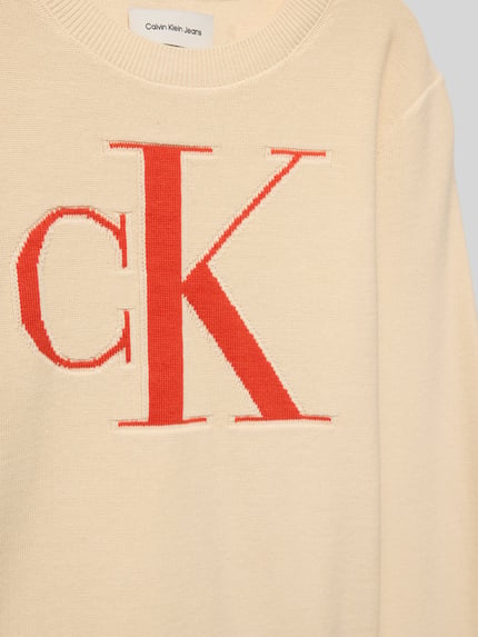 Calvin Klein Jeans Gebreide pullover met logostitching Zand - 2