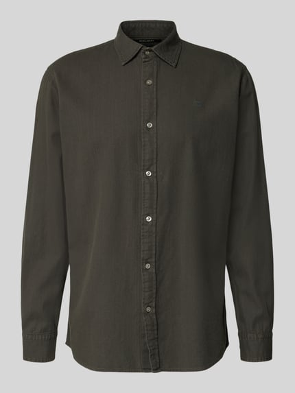 Produktfoto, Regular Fit vrijetijdsoverhemd uit puur katoen van G-Star Raw in effen donkergroen met knoopsluiting, kentkraag, heren, ruglengte 74 cm, schouderbreedte 45 cm, mouwlengte 67 cm, fijne geweven textuur