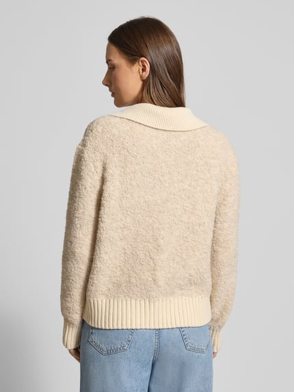 Tom Tailor Regular Fit Pullover aus Baumwoll-Mix mit Polo-Kragen Sand 5