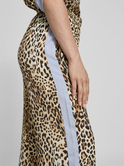 Emily Van den Bergh Straight Leg Stoffhose mit Gallonstreifen Hellbraun 3