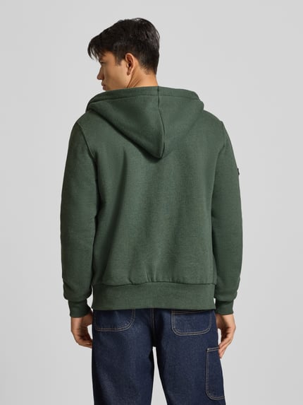 Superdry Bluza dresowa w kroju regular fit z dzieloną kieszenią kangurką model 'Borg' Ciemnozielony melanż 5