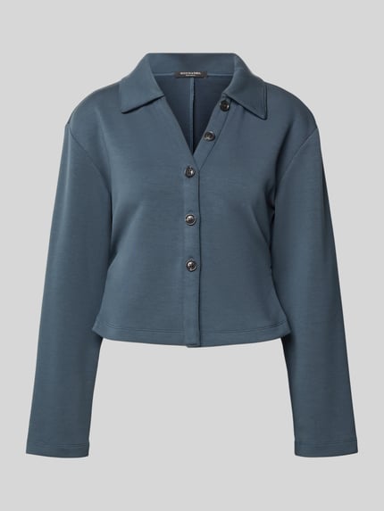 Cropped Blusenshirt mit Umlegekragen und Knopfleiste Shop The Look MANNEQUINE