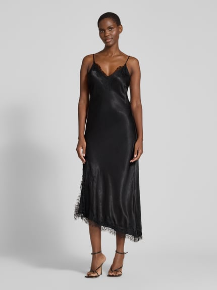 VERO MODA Midikleid mit Spitzenbesatz Modell 'VMCHARM' Black 4