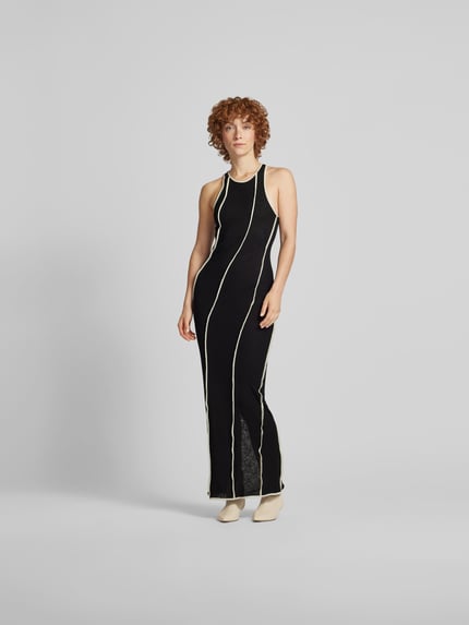 Nanushka Maxi-jurk met contrastkleurige siernaden Zwart - 4