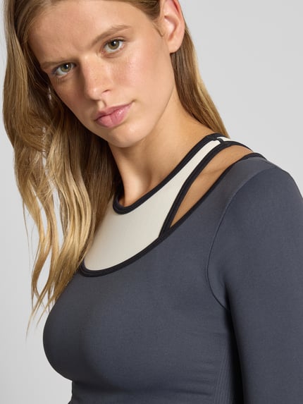 P.E Nation Cropped Longsleeve im Double-Layer-Look Modell 'SUTTON' Marine 3