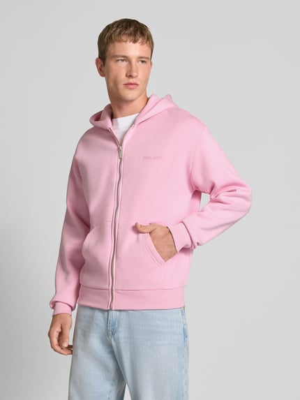 REVIEW Regular Fit Sweatjacke mit Logo-Applikation Rosa 4