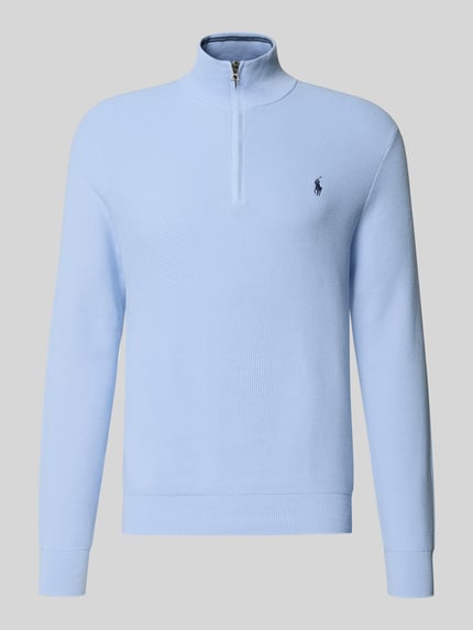 Produktfoto, Regular Fit Troyer aus reiner Baumwolle von Polo Ralph Lauren, Optik: Unifarben, Logo-Detail, Piqué-Struktur, hellblau