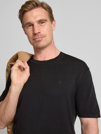 CK Calvin Klein T-Shirt mit Logo-Stitching Modell 'SUPIMA' Black 3