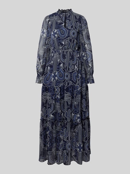 Oui Maxi-jurk met druppelvormige hals Donkerblauw - 2