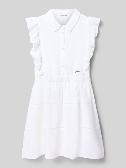 GUESS Knielanges Kleid mit Schmetterlingsärmeln Weiss 1