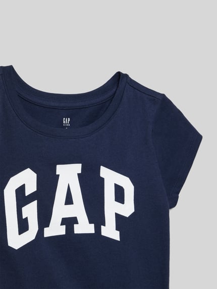 Produktfoto, Regular Fit T-Shirt mit Logo-Print von GAP, dunkelblau, aus reiner Baumwolle, mit weißem GAP-Schriftzug, Rundhalsausschnitt