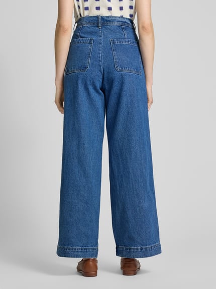 LOLLYS LAUNDRY Jeansy z szeroką nogawką i wpuszczanymi kieszeniami model ‘Florida’ Niebieski 5
