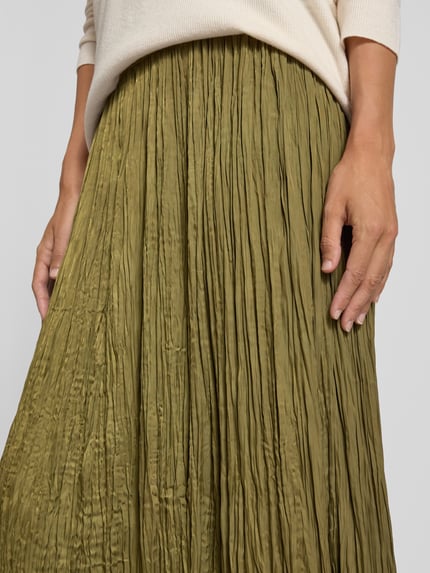 Oui Plissee-Rock mit Strukturmuster Khaki 3