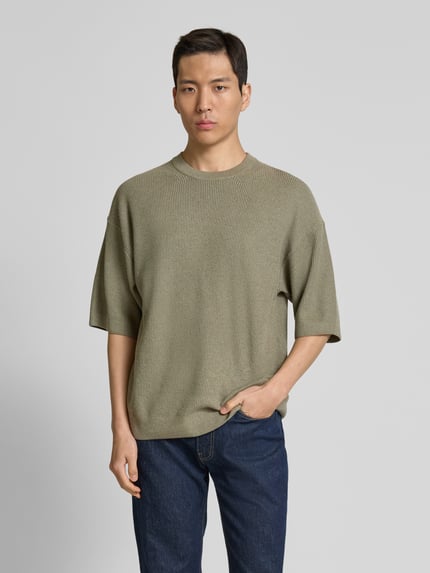 JACK & JONES Premium Koszulka dzianinowa z dekoltem w łódkę model 'KALEB' Oliwkowy 4