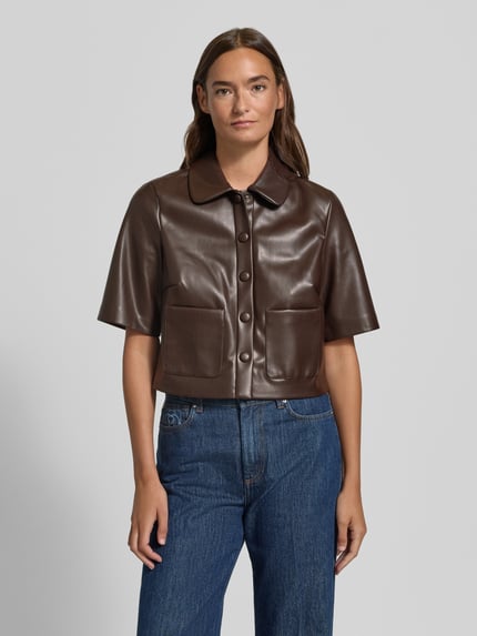 Christian Berg Woman Selection Cropped Hemdbluse in Leder-Optik Dunkelbraun 4